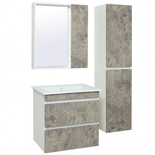 Тумба под раковину Runo Манхэттен 65 00-00001018 Серый бетон Белая МДФ / ЛДСП