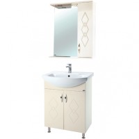 Зеркало со шкафом Bellezza Элеганс 55 R 4618608521078 с подсветкой Бежевое МДФ / ЛДСП, стекло