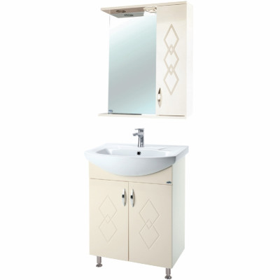 Зеркало со шкафом Bellezza Элеганс 55 R 4618608521078 с подсветкой Бежевое МДФ / ЛДСП, стекло