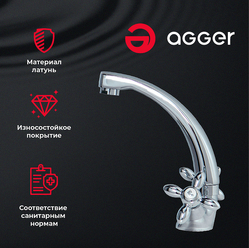 Смеситель для раковины Agger Retro  A1901100 Хром
