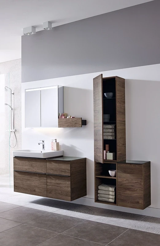 Шкаф пенал Geberit Smyle Square 36 500.361.JR.1 подвесной Пекан МДФ / ЛДСП