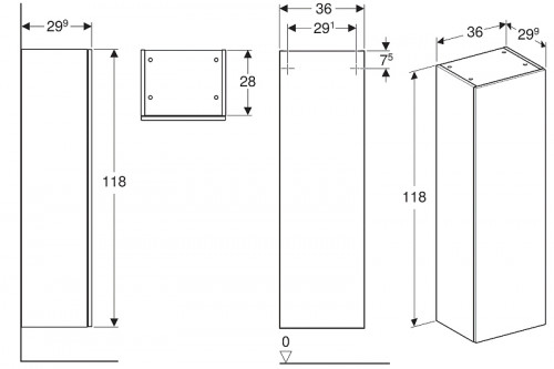Шкаф пенал Geberit Smyle Square 36 500.361.JR.1 подвесной Пекан МДФ / ЛДСП