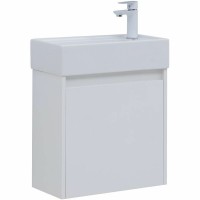 Тумба с раковиной Aquanet Nova Lite 50 302522 подвесная Белый глянец МДФ / ЛДСП