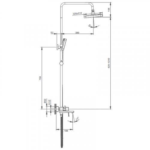 Душевая система Splenka S01.24.03 Золото матовое латунь на стену