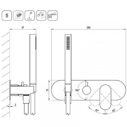 Смеситель для душа Ravak Eleganta EL 065.20GB.O2+S X070337 Графит