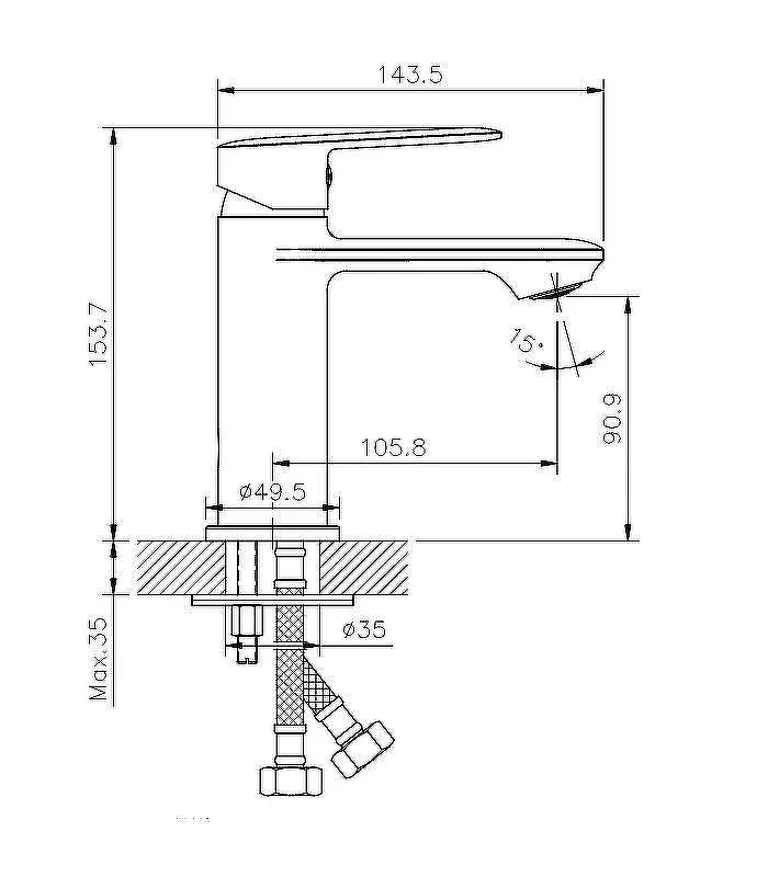 Смеситель для раковины Koller Pool Line LN0200 Хром