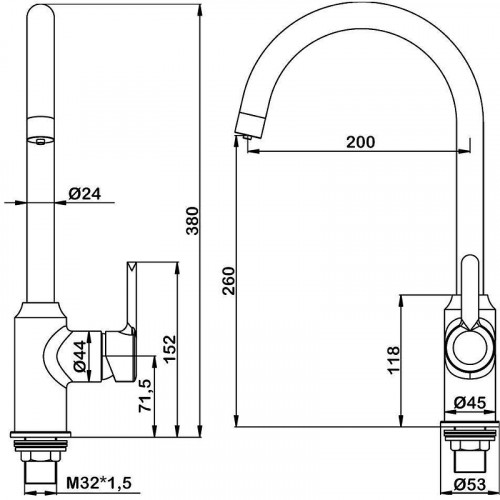 Смеситель для кухни Swedbe Selene Plus 8041 Хром латунь