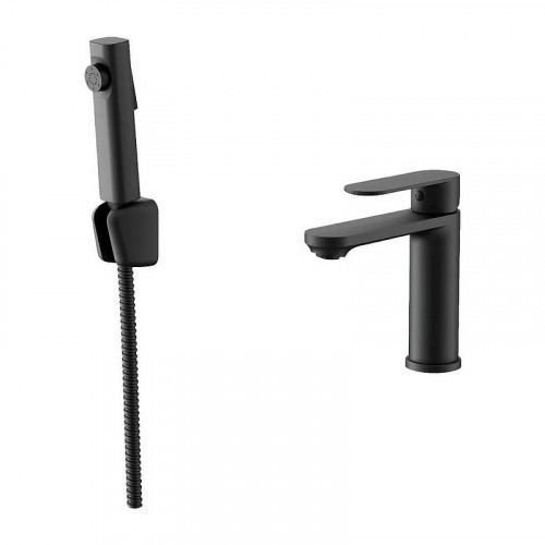 Смеситель для раковины Maretti Florenza FLG32RF28 с гигиеническим душем цвет Черный матовый