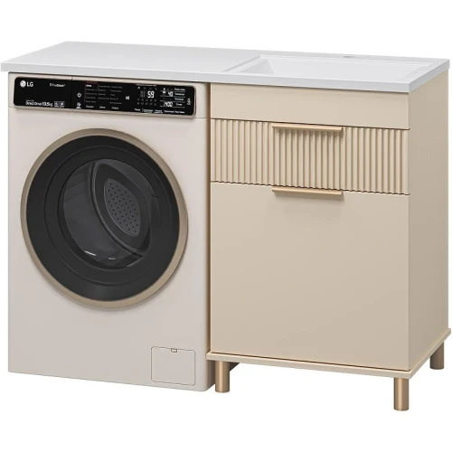 Тумба с раковиной Brevita Enfida 120 R УТ000024651 с бельевой корзиной Бежевая матовая