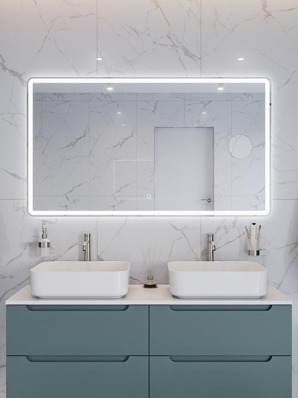 Зеркало BelBagno Марина (Marino) 140 SPC-MAR-1400-800-LED-TCH-LNZ с подсветкой с сенсорным выключателем и увеличением