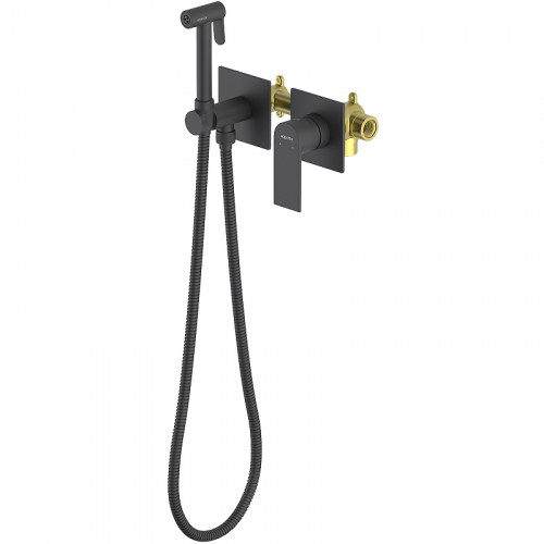Гигиенический душ со смесителем Aquatek Лира AQ1420MB Черный матовый латунь встраиваемый