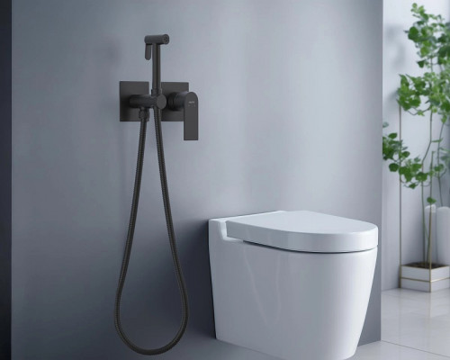 Гигиенический душ со смесителем Aquatek Лира AQ1420MB Черный матовый латунь встраиваемый