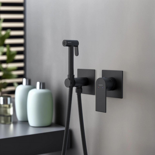 Гигиенический душ со смесителем Aquatek Лира AQ1420MB Черный матовый латунь встраиваемый