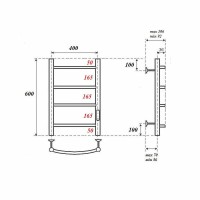 Электрический полотенцесушитель Point Афина PN04846 П4 400x600 диммер справа Хром