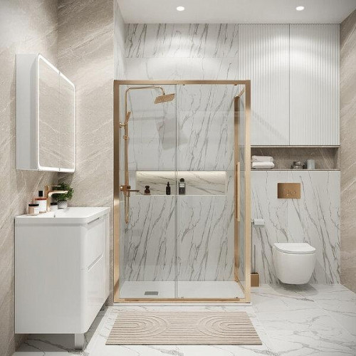 Душевой уголок Grossman Cosmo 110x100 120.K33.02.1110.32.00 профиль Золото сатин стекло прозрачное