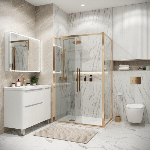 Душевой уголок Grossman Cosmo 110x100 120.K33.02.1110.32.00 профиль Золото сатин стекло прозрачное