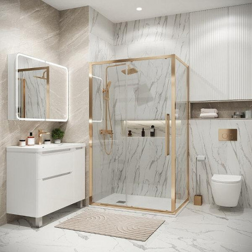 Душевой уголок Grossman Cosmo 110x100 120.K33.02.1110.32.00 профиль Золото сатин стекло прозрачное