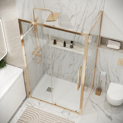 Душевой уголок Grossman Cosmo 110x100 120.K33.02.1110.32.00 профиль Золото сатин стекло прозрачное