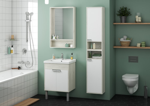 Тумба под раковину Aquaton Флай 60 1A237301FAX10 Белая Дуб крафт МДФ / ЛДСП