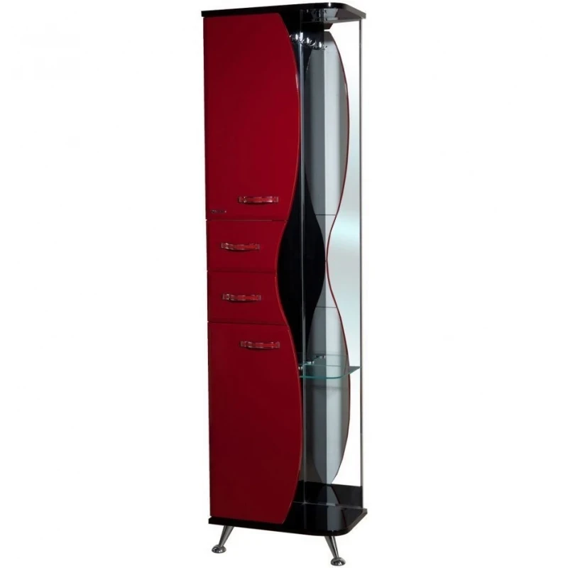 Шкаф пенал Bellezza Рио 50 L 4623606022212 Черный Красный МДФ / ЛДСП, стекло