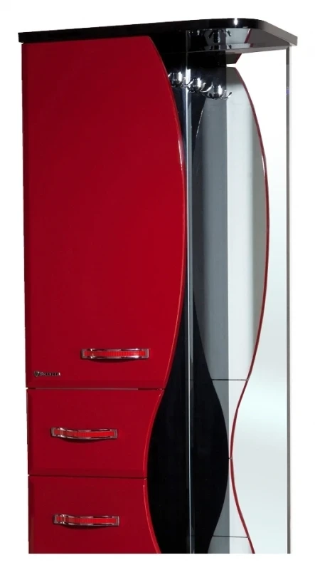 Шкаф пенал Bellezza Рио 50 L 4623606022212 Черный Красный МДФ / ЛДСП, стекло