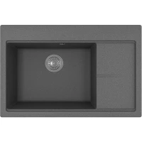 Кухонная мойка Florentina Россана-780 20.500.C0780.102 Черная искусственный камень (литьевой мрамор) встраиваемый