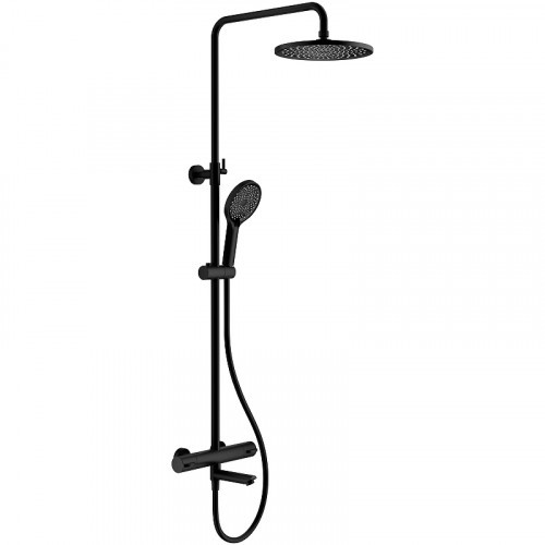 Душевая система Splenka S223.26.06 с термостатом Черная матовая нержавеющая сталь на стену