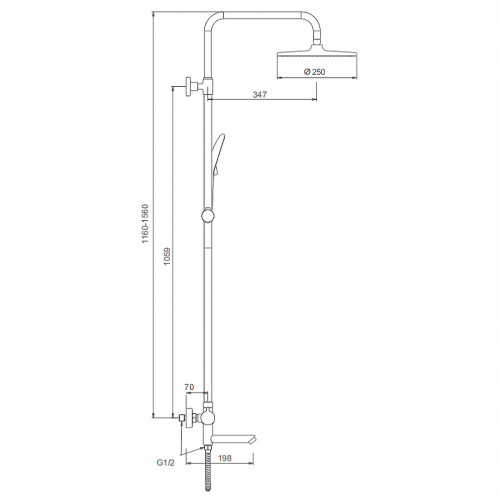 Душевая система Splenka S223.26.06 с термостатом Черная матовая нержавеющая сталь на стену