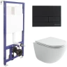 Комплект унитаза Ceramicanova Vogue CN4008T с инсталляцией Berges Novum L5 040215 с сиденьем Микролифт и Черной матовой клавишей смыва