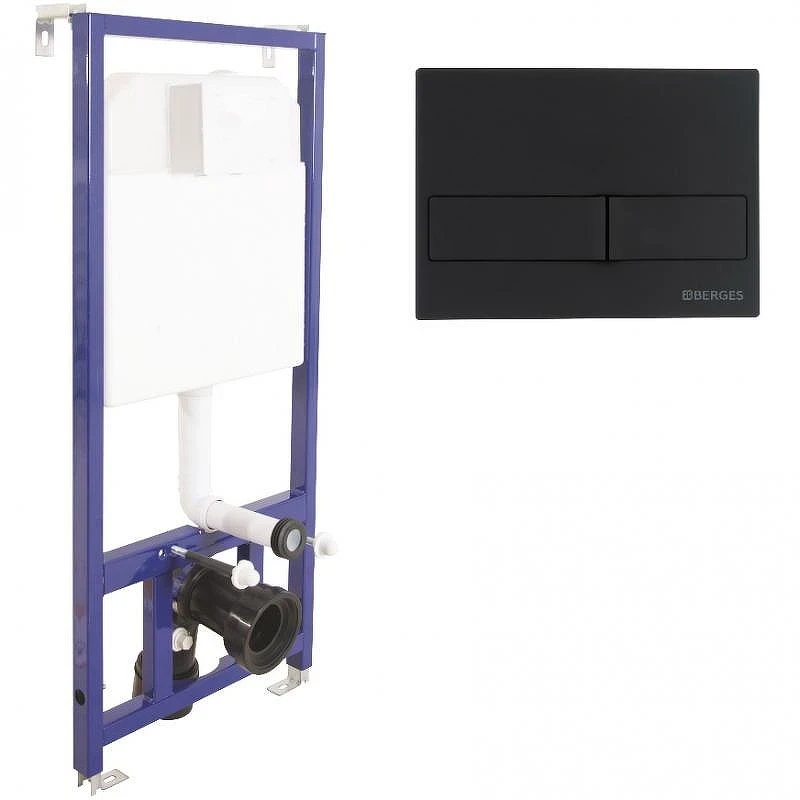 Комплект унитаза Ceramicanova Vogue CN4008T с инсталляцией Berges Novum L5 040215 с сиденьем Микролифт и Черной матовой клавишей смыва