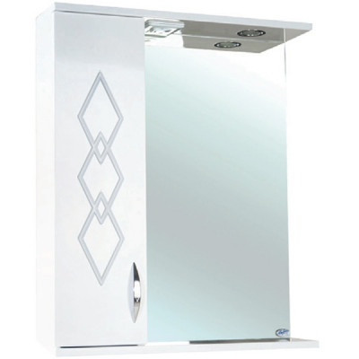 Зеркало со шкафом Bellezza Элеганс 55 L 4618608522013 с подсветкой Белое МДФ / ЛДСП, стекло
