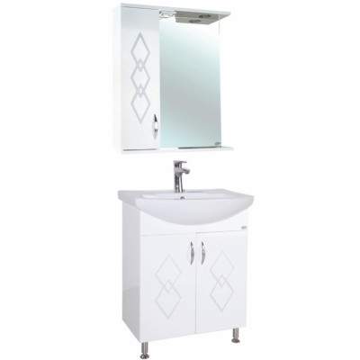 Зеркало со шкафом Bellezza Элеганс 55 L 4618608522013 с подсветкой Белое МДФ / ЛДСП, стекло