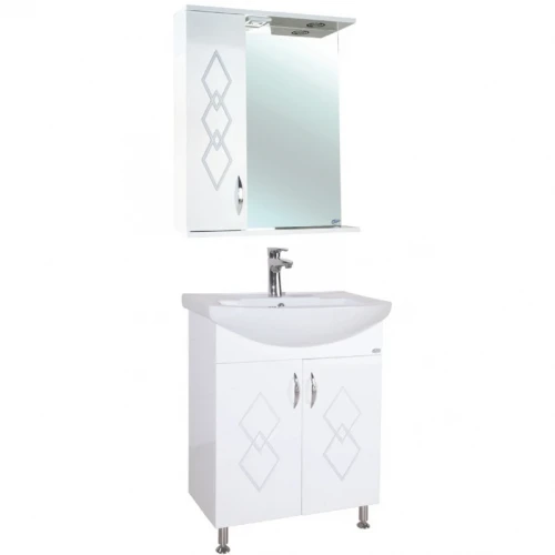 Зеркало со шкафом Bellezza Элеганс 55 L 4618608522013 с подсветкой Белое МДФ / ЛДСП, стекло