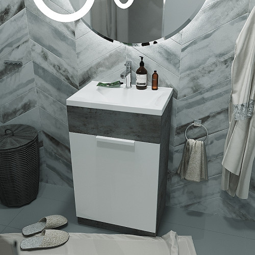 Тумба с раковиной 1MarKa Revo 50H У99086 Бетон темно-серый МДФ / ЛДСП