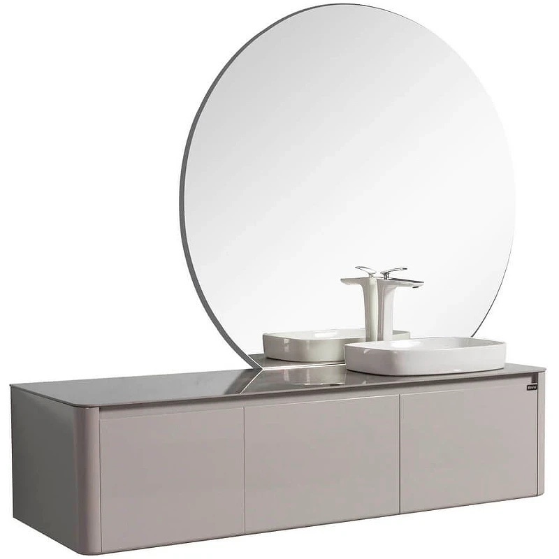 Тумба с раковиной Black&White Universe U915.1600R 160 R 9151601 подвесная Glossy light grey МДФ / ЛДСП