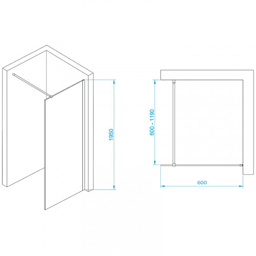 Душевая перегородка RGW Walk In WA-002W 60 35100206-15 профиль Белый стекло прозрачное