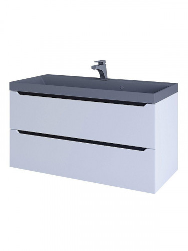 Тумба с раковиной Uperwood Tanos-Classic Quartz 100 3930421703 подвесная цвет Белый матовый Графит матовый