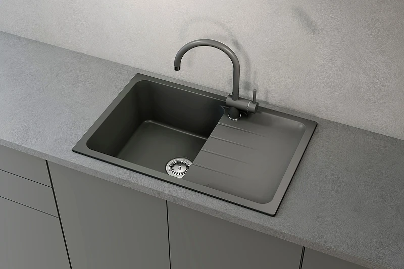 Кухонная мойка Ulgran Quartz Gerda 780-07 Уголь искусственный камень (литьевой мрамор) встраиваемый