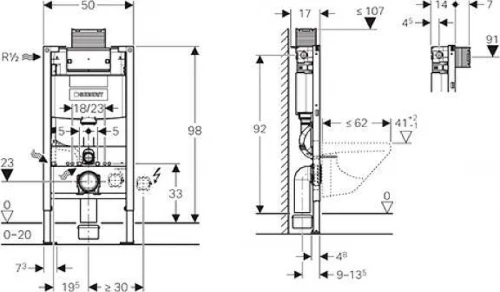 Инсталляция для унитаза Geberit Duofix 111.030.00.2 без клавиши смыва