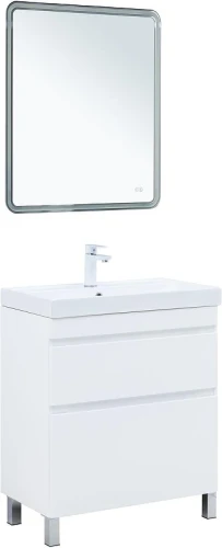 Тумба с раковиной Aquanet Слим 70 348180 цвет Белый сатин