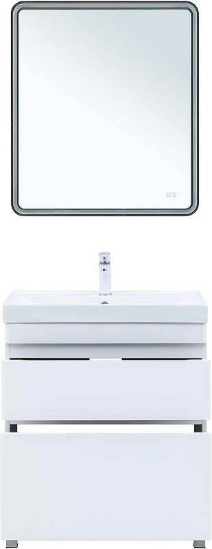 Тумба с раковиной Aquanet Слим 70 348180 цвет Белый сатин