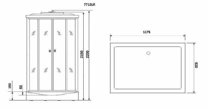 Душевая кабина Niagara Luxe NG-7713WL 120x82 L с гидромассажем