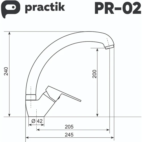 Смеситель для кухни Ulgran Practik PR-02-001 Белый камень