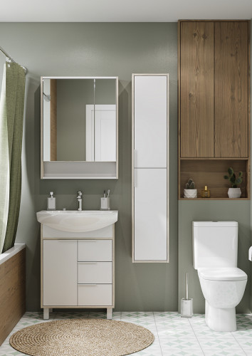 Шкаф пенал Aquaton Рико 30 1A216603RIB90 подвесной Белый Ясень фабрик МДФ / ЛДСП