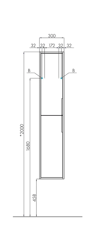 Шкаф пенал Aquaton Рико 30 1A216603RIB90 подвесной Белый Ясень фабрик МДФ / ЛДСП