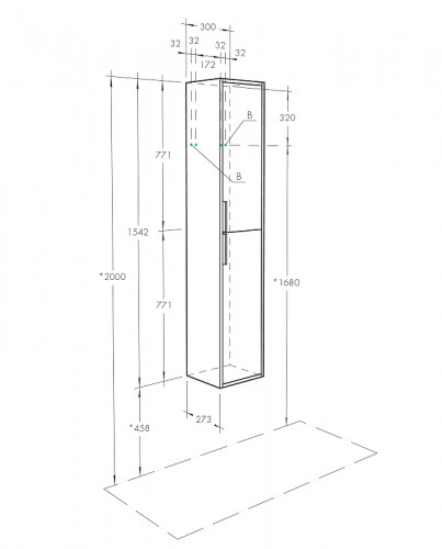 Шкаф пенал Aquaton Рико 30 1A216603RIB90 подвесной Белый Ясень фабрик МДФ / ЛДСП