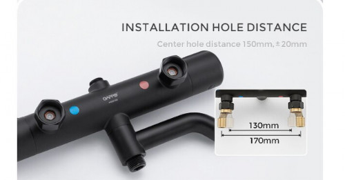 Душевая система Gappo G90 G2490-6 с термостатом Черная матовая латунь на стену