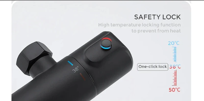 Душевая система Gappo G90 G2490-6 с термостатом Черная матовая латунь на стену