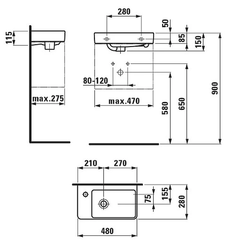 Раковина Laufen Pro S 48 R 8.1595.4.000.104.1 Белая