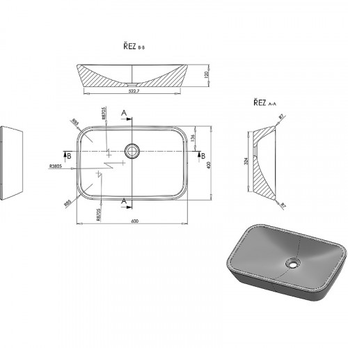 Раковина-чаша Ravak Ceramic R 60 XJX01160002 Белая фаянс накладная